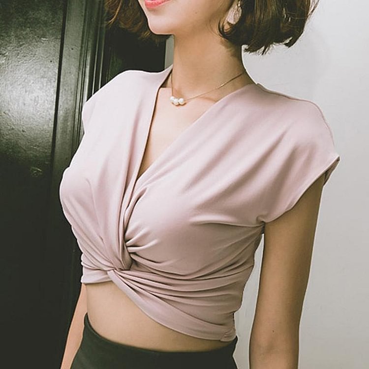Pink/Black/Wine Elegant Crop Top SP179554