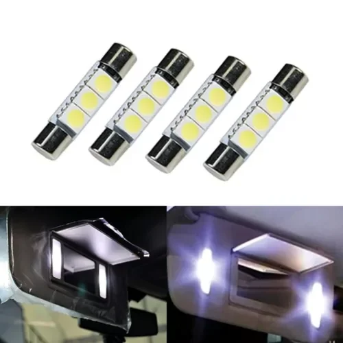 Dronehint 4pc White 31mm 3SMD 5050 LED Bulbs Car Sun Visor Vanity Mirror Fuse Lights Parts (For: GMC) Parts