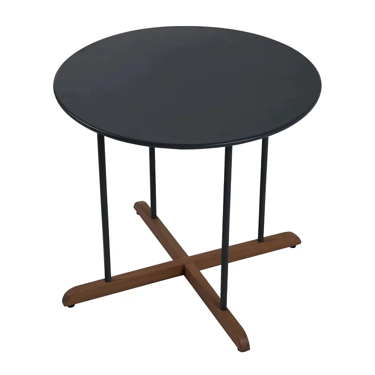 GRAND PATIO Outdoor Steel Side Table, 26" Modern Outdoor Round Table, Powder Coated, Weather Resistant & Maintenance Free, Dark Charcoal