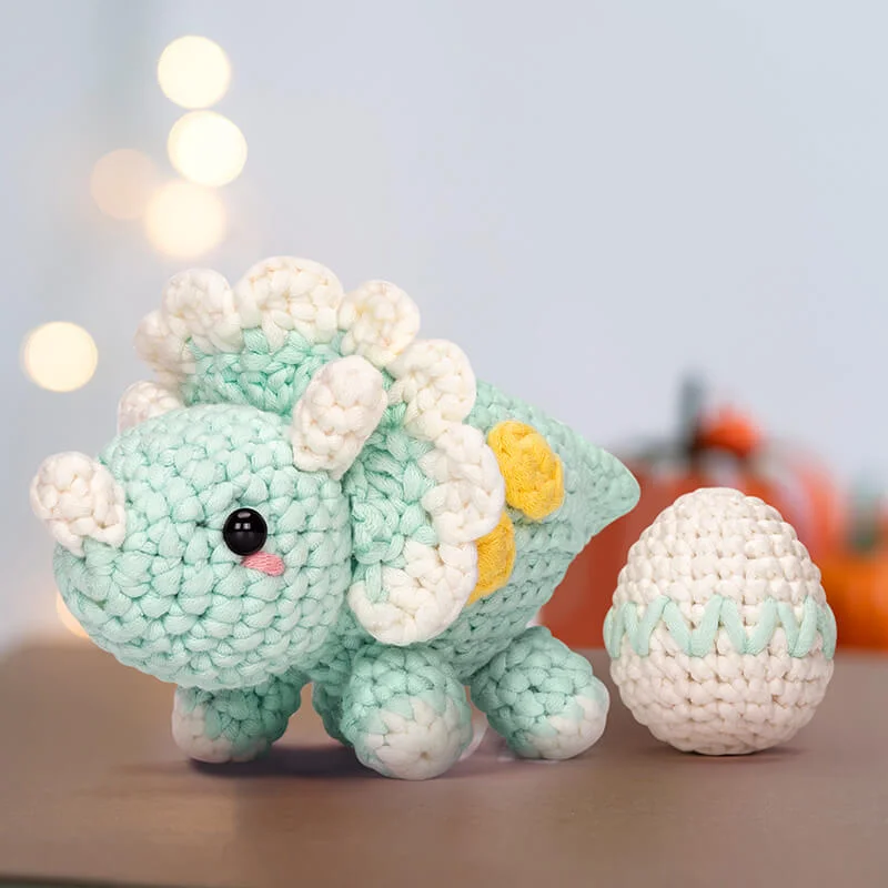 MeWaii® Crochet Triceratops Crochet Kit for Beginners with Easy Peasy Yarn