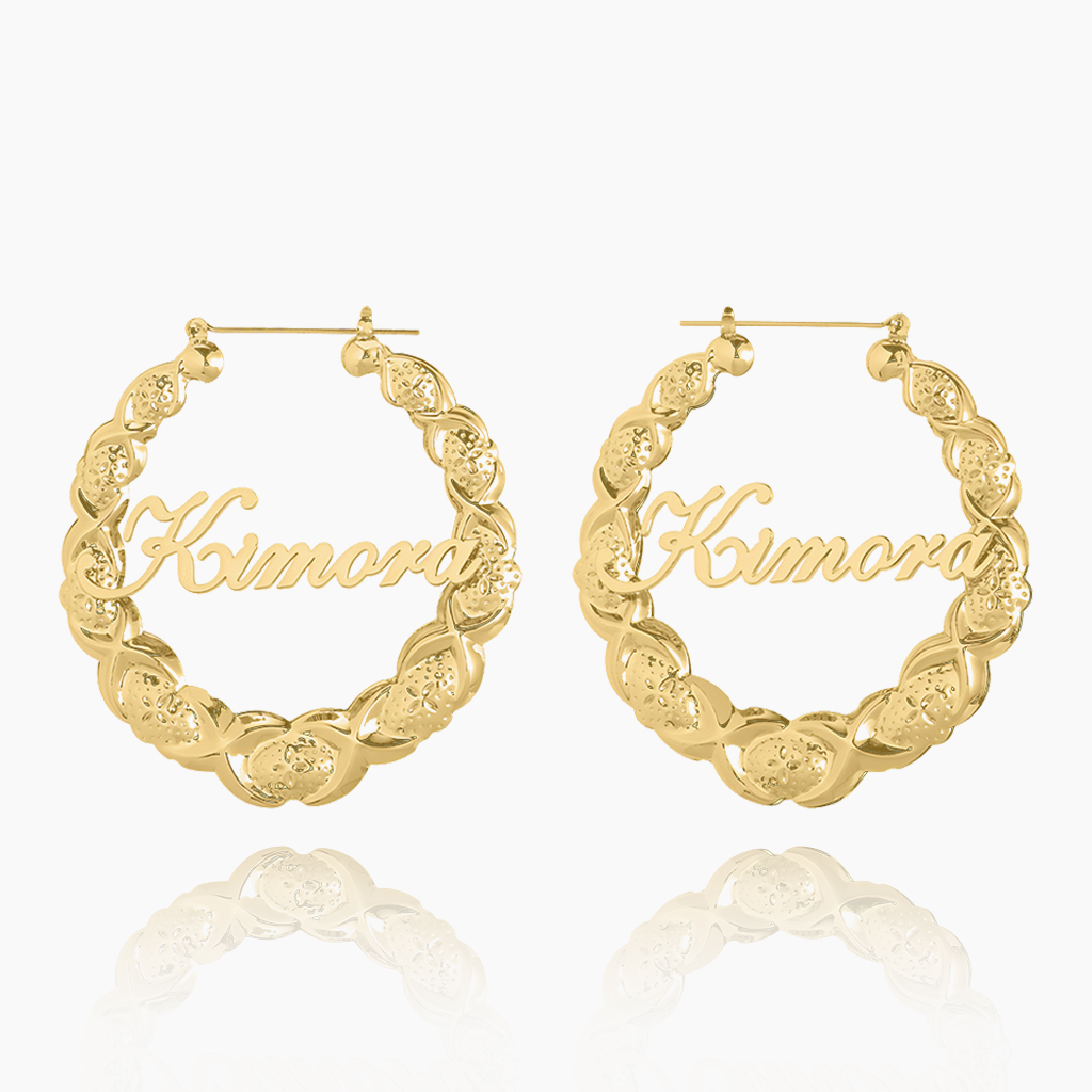 Custom Name Earrings with XO Hoops
