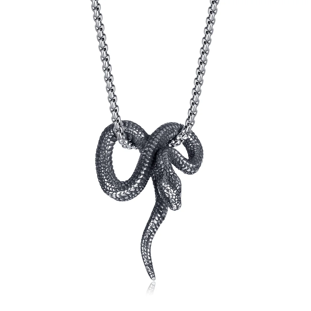 Vintage Punk Snake Titanium Steel Necklace