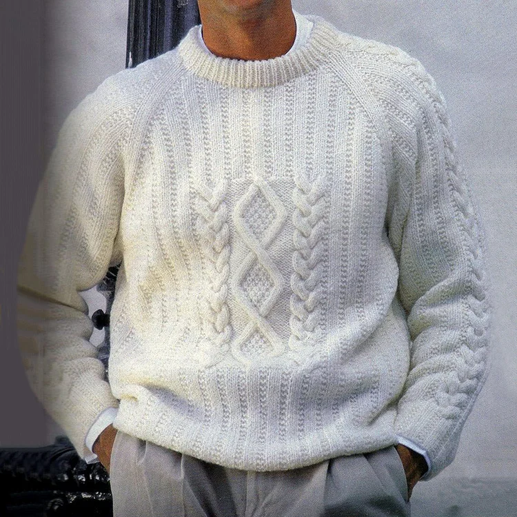 Men'S Retro Aran Knitted Art Cozy Knit Sweater