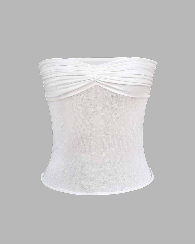 Buy MIXT by Nykaa Fashion White Pleated Square Neck Bralette Top online