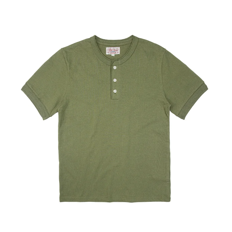 Cotton Henley Collar Short Sleeve Casual T-Shirt