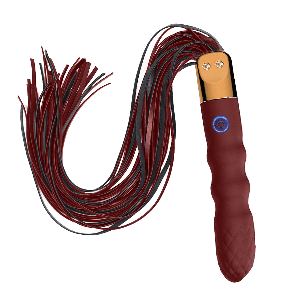 Bdsm Vibrating Anal Beads & Leather Whip - Rose Toy