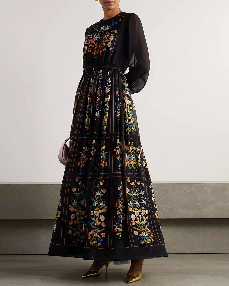 GIAMBATTISTA VALLI Belted printed silk-georgette maxi dress