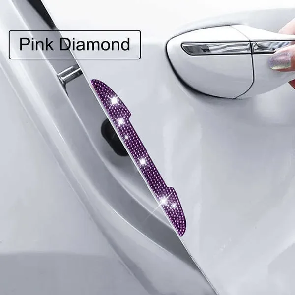 New 2PCS Diamond Rear View Mirror Decal Stripe Sticker Bling Pink Accessories for Woman Car Decor