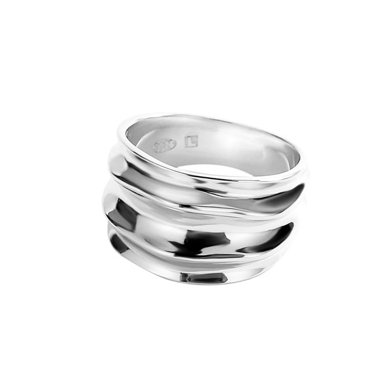S925 Silver Irregular Thread Niche Closed Women's Silver Ring