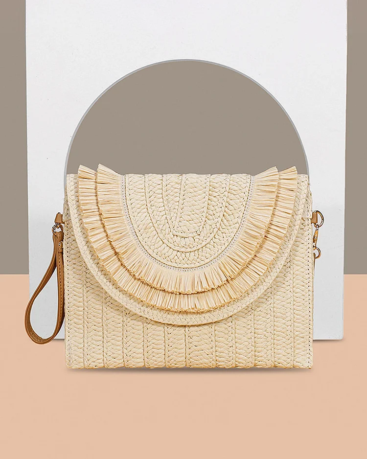Ethnic style summer beach straw bag