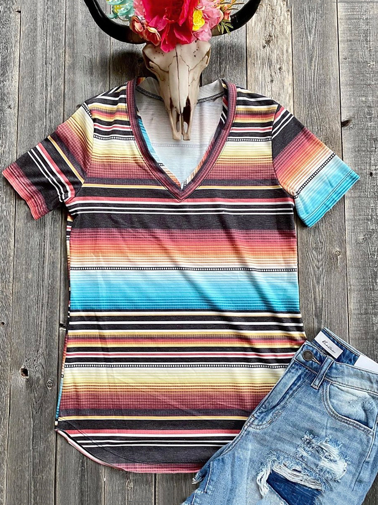Bestdealfriday Short Sleeve V Neck Printed Shirts Tops 9428532