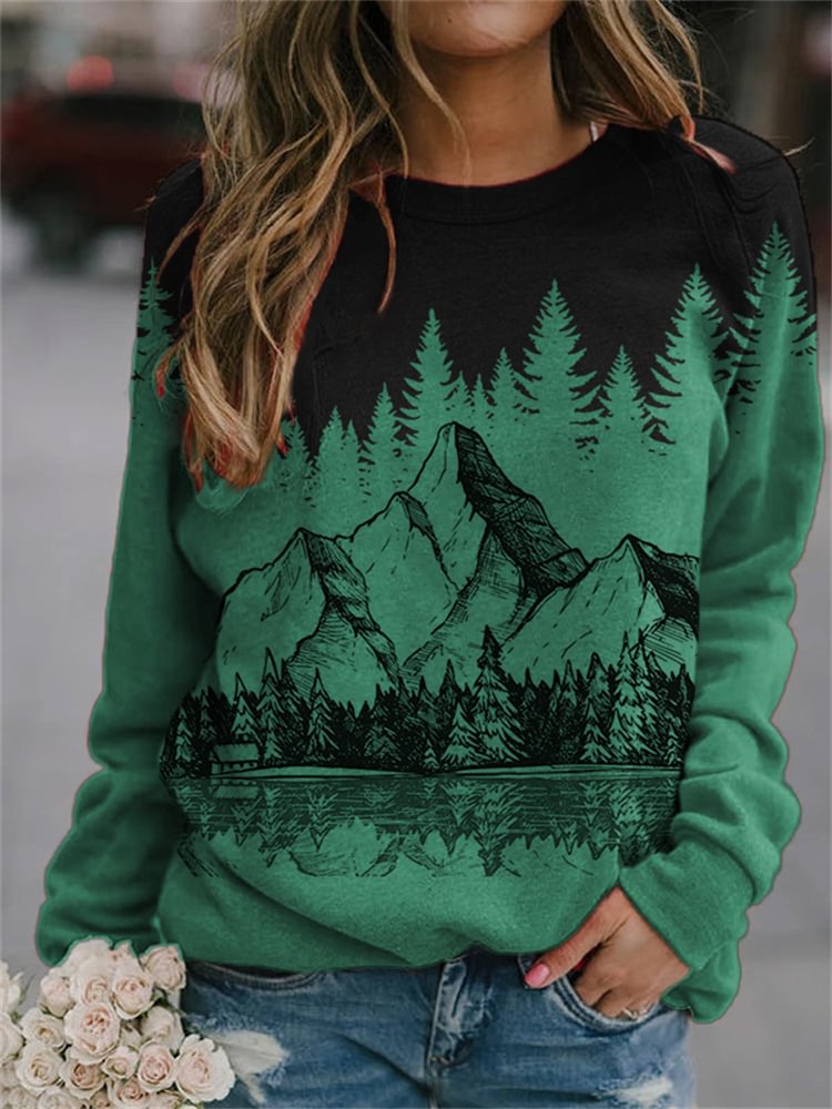 Mountains Lanscape Art Forest Contrast Sweatshirt