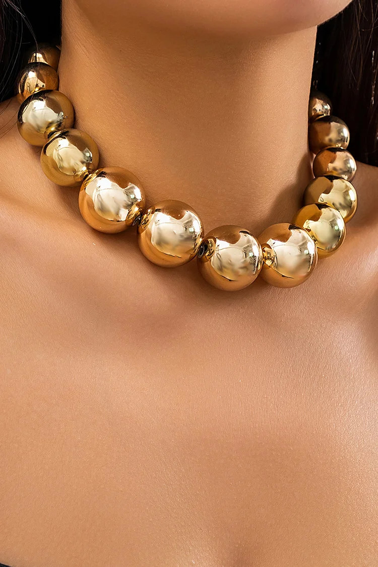 Fashion Gold Large Round Bead Necklaces