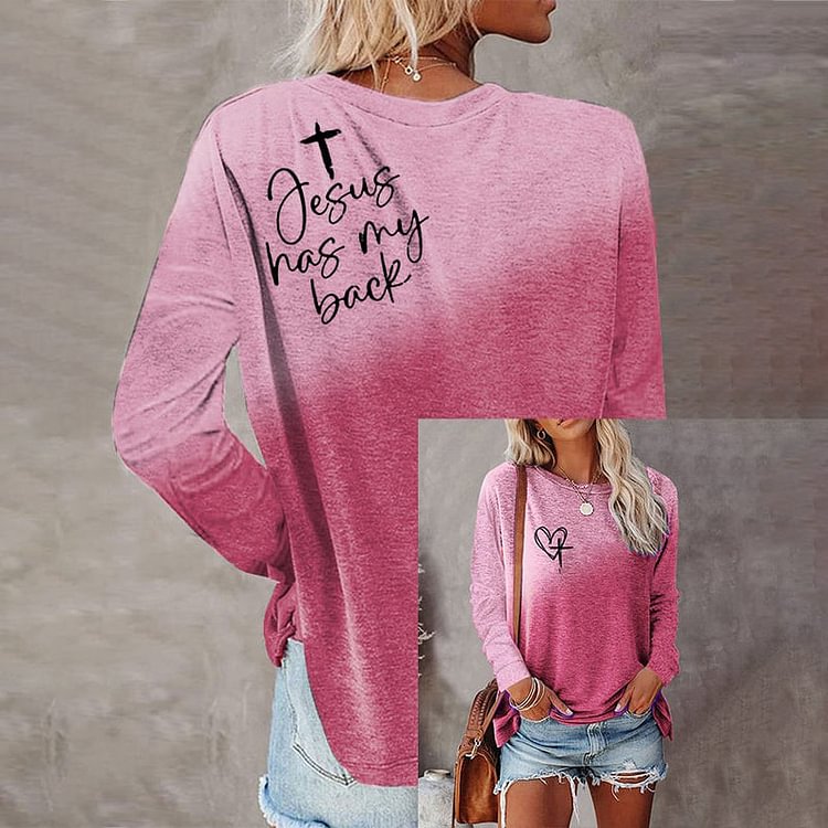 VChics Love Like Jesus Jesus Has My Back Gradient Letter T-Shirt