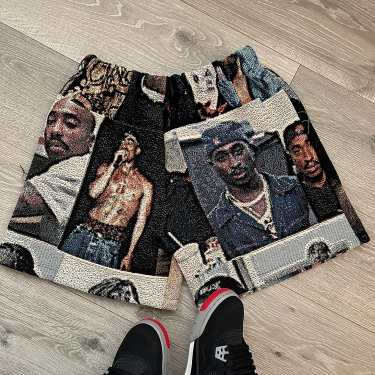 Hip hop street rap 2pc printed tapestry shorts