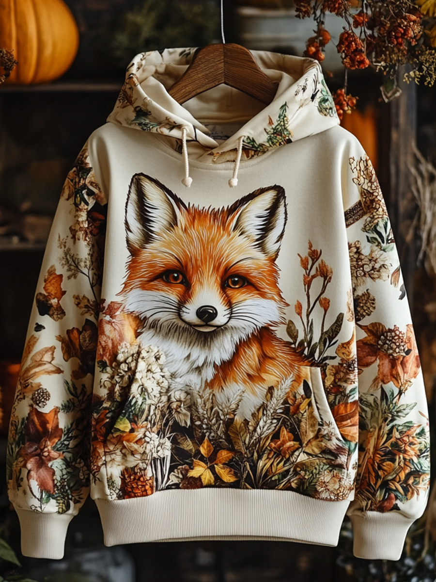 Fox print hoodie sale