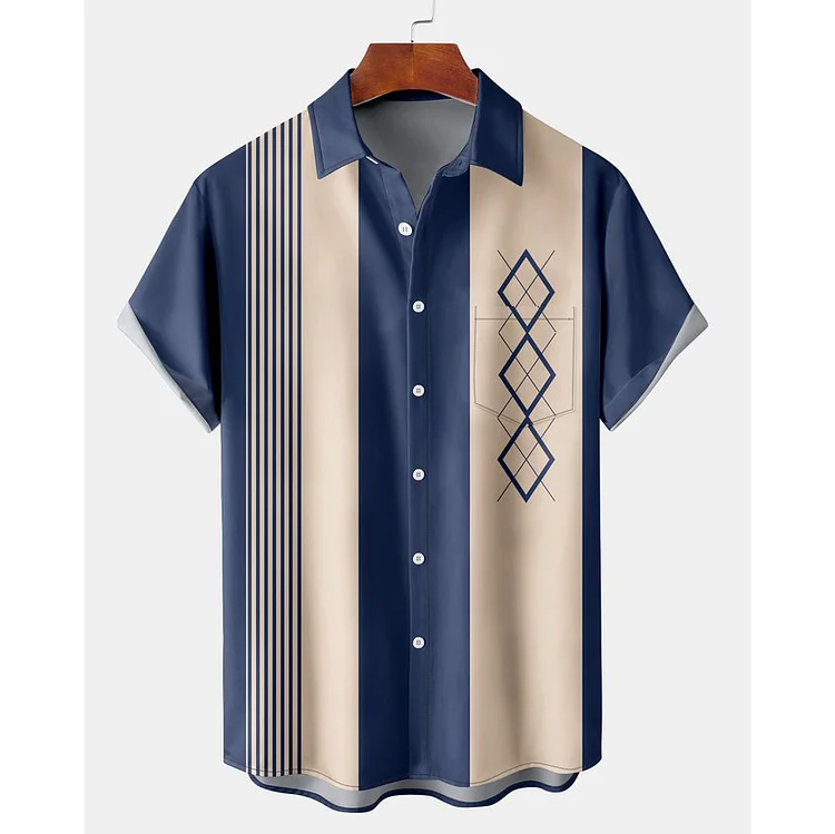 Men's Geometric Beach Short Sleeve Shirt