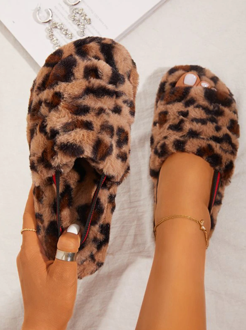 Letclo™ Faux Furry Sling-back Indoor Slippers letclo Letclo
