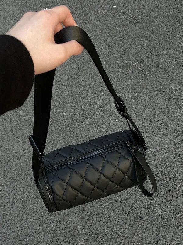 Rhombic Pure Color Split-Joint Zipper Shoulder Bags Crossbody Bags