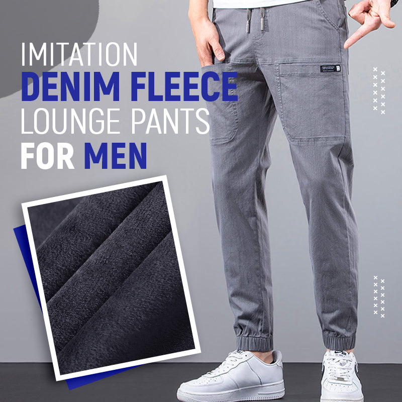Imitation Denim Fleece Lounge Pants For Men
