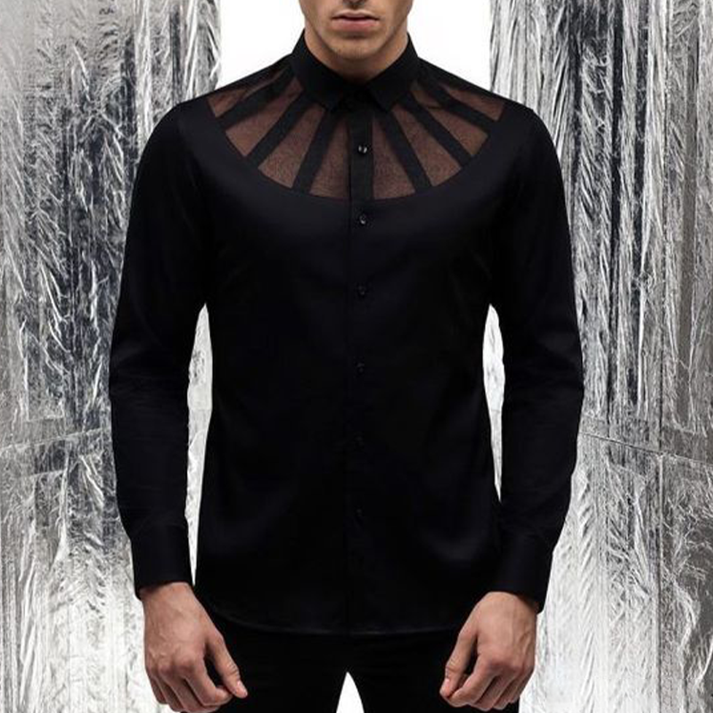 Men's Sexy Nightclub Transparent Stripe Design Shirt Lixishop 