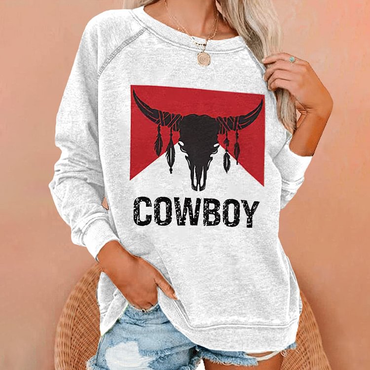 VChics Western Vintage Cowboy Loose Sweatshirt