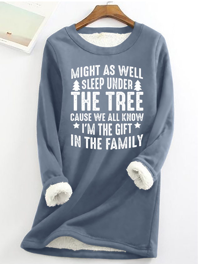 Might As Well Sleep Under The Tree Christmas Casual Long Sleeve Santa Claus Sweatshirt socialshop