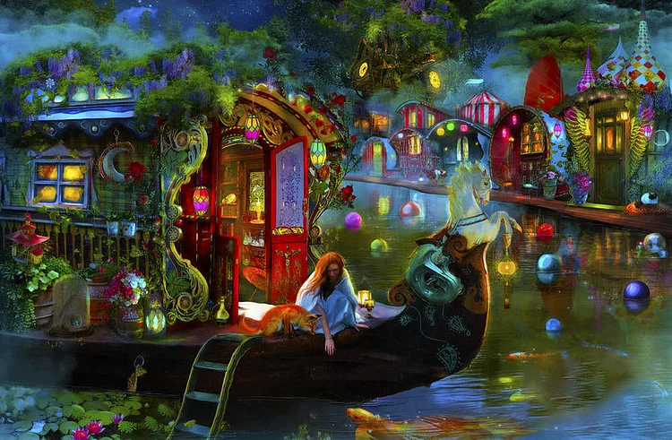 Fairy Elf Scenery 50*30CM(Canvas) Full Round Drill Diamond Painting gbfke