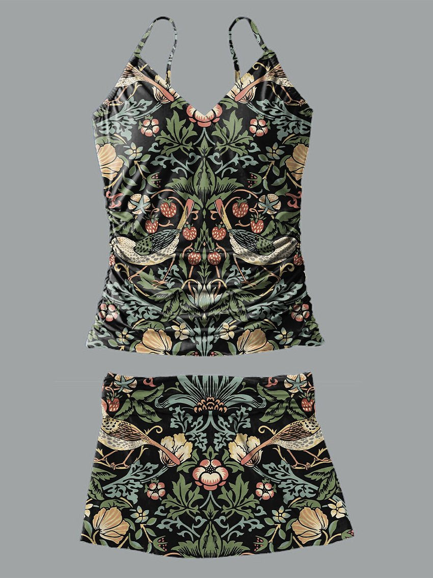 Women's swimwear Tankini set elegant stretch floral print