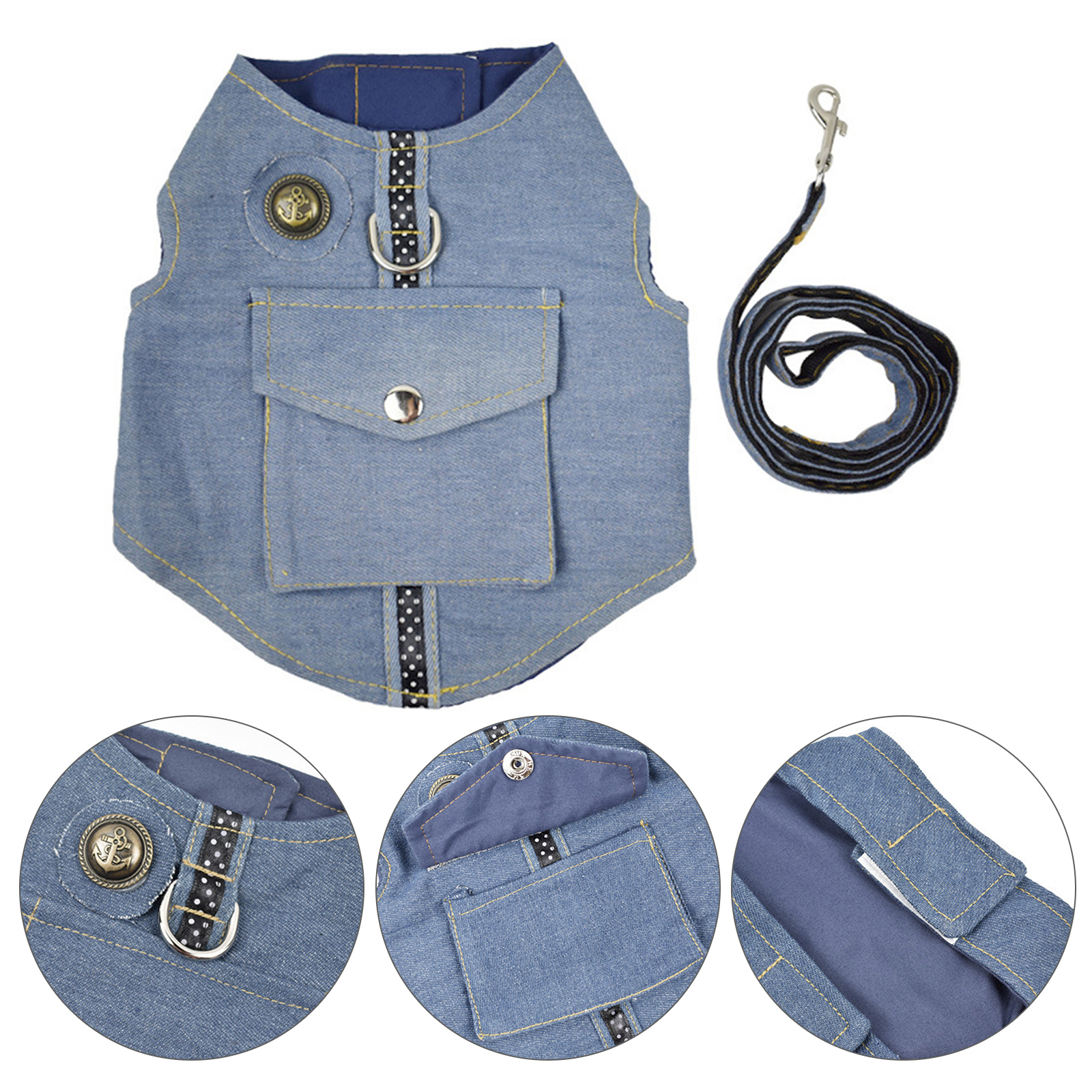 Dog Harness Leash Set, Adjustable Traction Rope Lead, Breathable Denim Vest, 501 Original
Dog Harness Leash Set, Adjustable Traction Rope Lead, Breathable Denim Vest, 501 Original