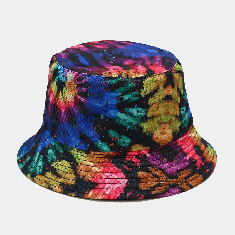 Korean Style Double-sided Tie-dye Color Casual Basin Sunshade Hat