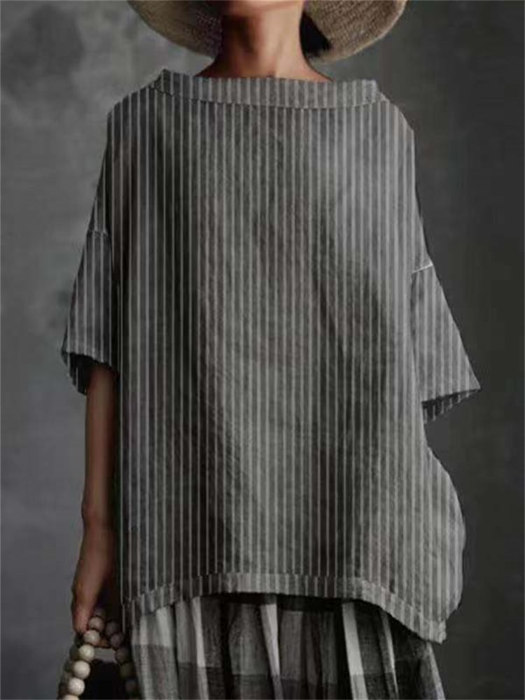 Vintage Striped Oversize Comfy Tunic