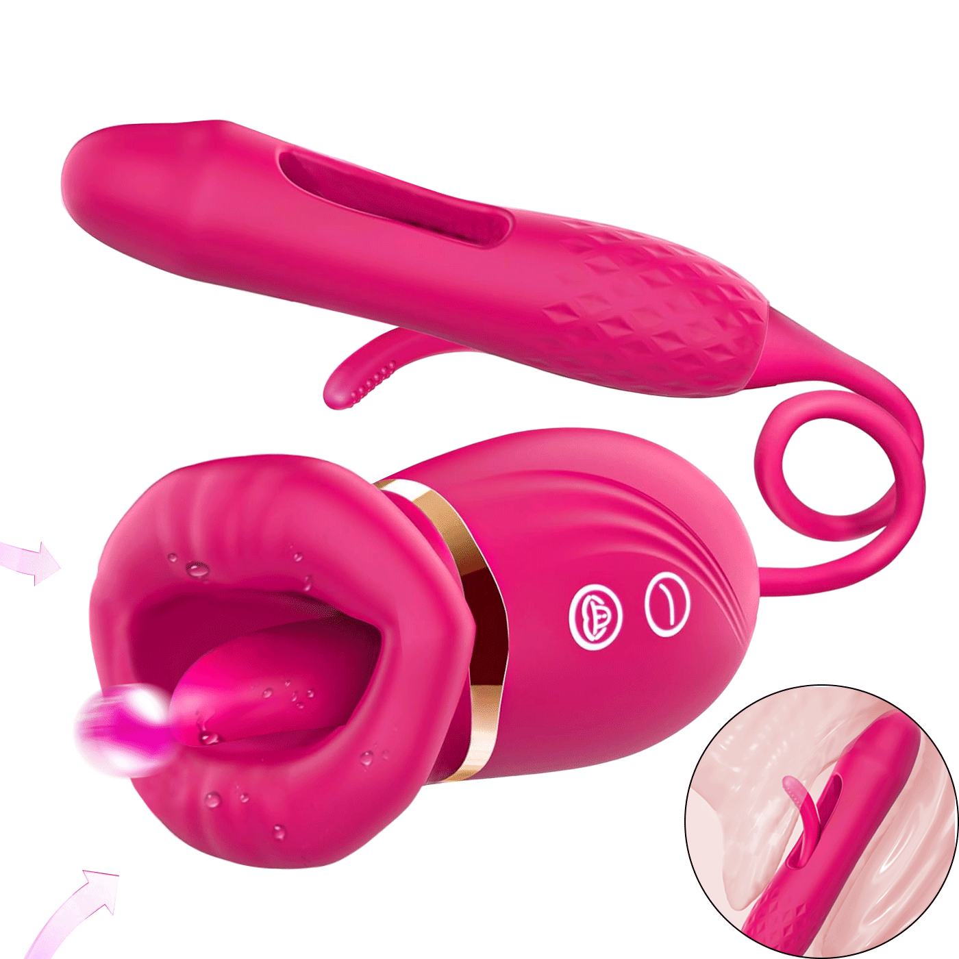 Sivana - 10 Sucking Licking Vibrating Rose Clit Pump & Flapping Dildo Vibrator By Rose Toy