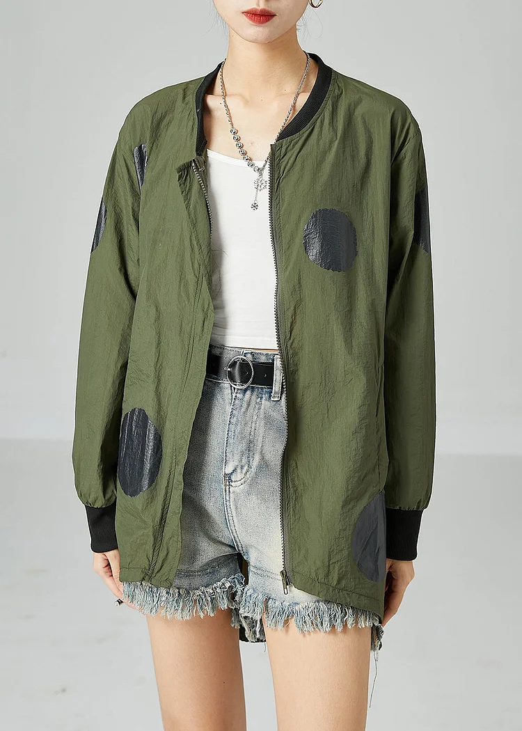 5.6French Army Green Oversized Patchwork Drawstring Silk Coats Spring