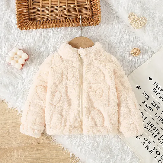 【6M-3Y】Girls Cute Cartoon Zip-Up Fuzzy Jacket