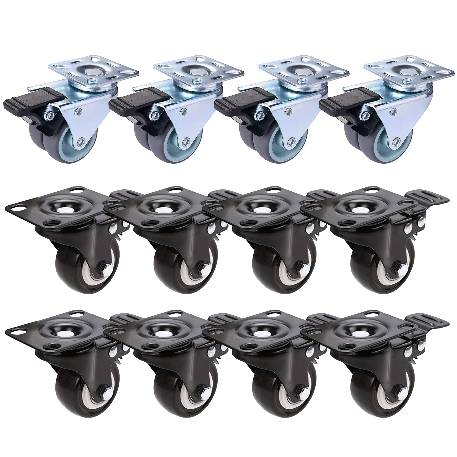 4pcs 50mm Caster Wheels Rubber Furniture Wheels with Brake 400kg Bearing, Black with brake, 501 Original
4pcs 50mm Caster Wheels Rubber Furniture Wheels with Brake 400kg Bearing, Black with brake, 501 Original