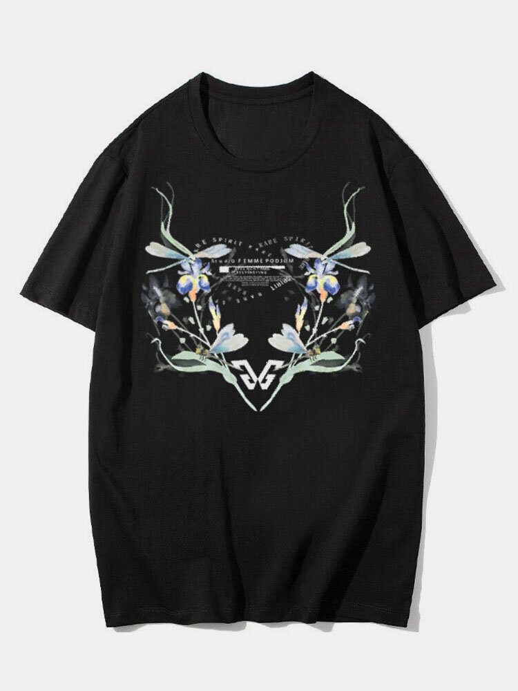 Calico Print O neck Loose Short Sleeve T Shirt For Women P1833715