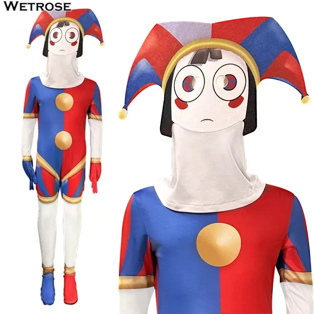 Wetrose】In Stock Pomni Cosplay Costume Set Clown The Amazing Digital Circus  Halloween Christmas Hat Mask Помни Xddcc Jax