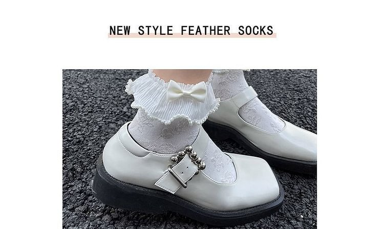 Ruffle Bow Faux Pearl Socks Bn1008