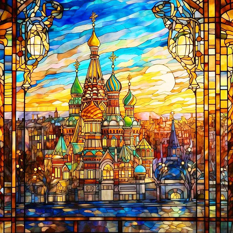 Glass Painting Colorful Castle 30*30CM (Canvas) Full Round Drill Diamond Painting gbfke