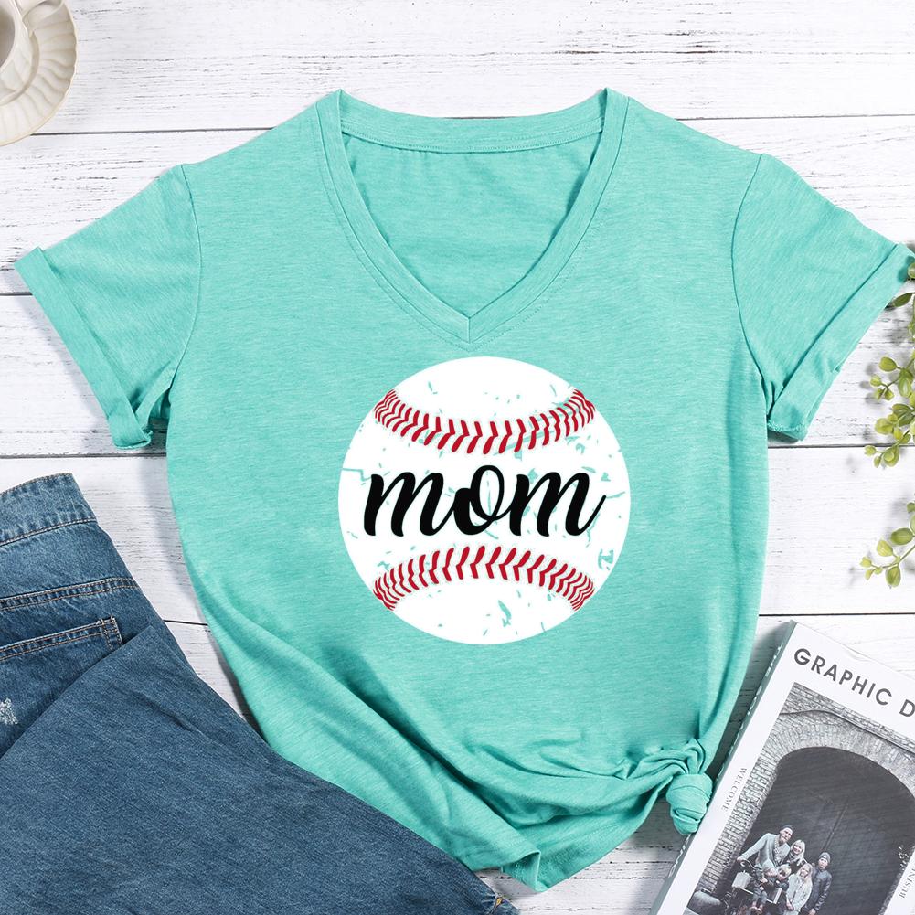 Baseball mom V-neck T Shirt-Guru-buzz