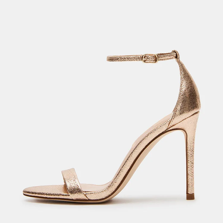 Classic Gold Almond Toe Strappy High Heel Sandals for Women |FSJ Shoes