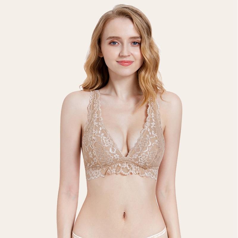 Rotimia Lace Bralette Top Deep V Plunge With Removable Pads Wirefree