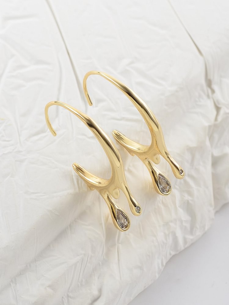 Water-drop Detail Hoop Earrings