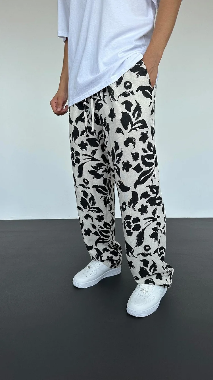 Printed Loose Men's Straight Leg Pants
