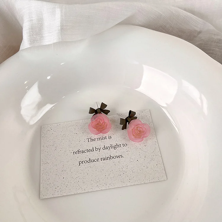 Cute Bow Camellia Earrings