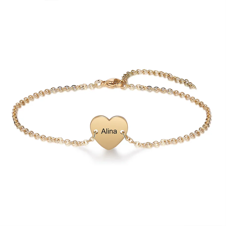 Personalized Heart Anklet Custom Name Gold Ankle Bracelet for Women