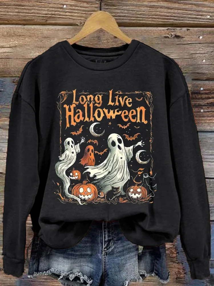 Women's Halloween Long Live Printed Sweatshirt socialshop