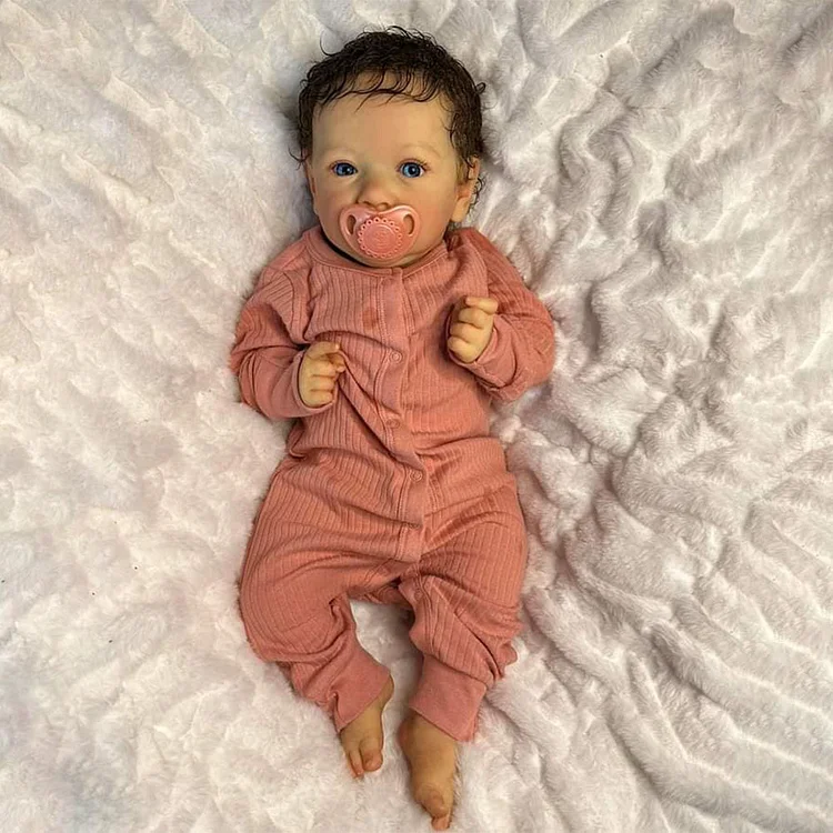 [Heartbeat💖 & Sound🔊] Touch Real 20" Lifelike Reborn Handmade Fantastic Newborn Baby Girl Pinge Doll with Bright Blue Eyes