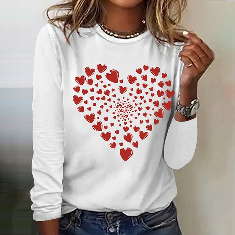 VChics Casual Love Print Long Sleeve T-Shirt